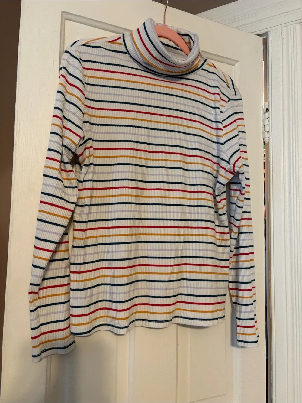Old Navy Ribbed Turtleneck Sweater with Colorful Stripes